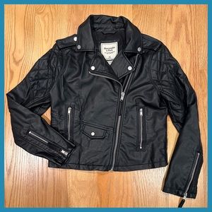 ABERCROMBIE & FITCH Vegan Leather Moto Jacket Black NWT